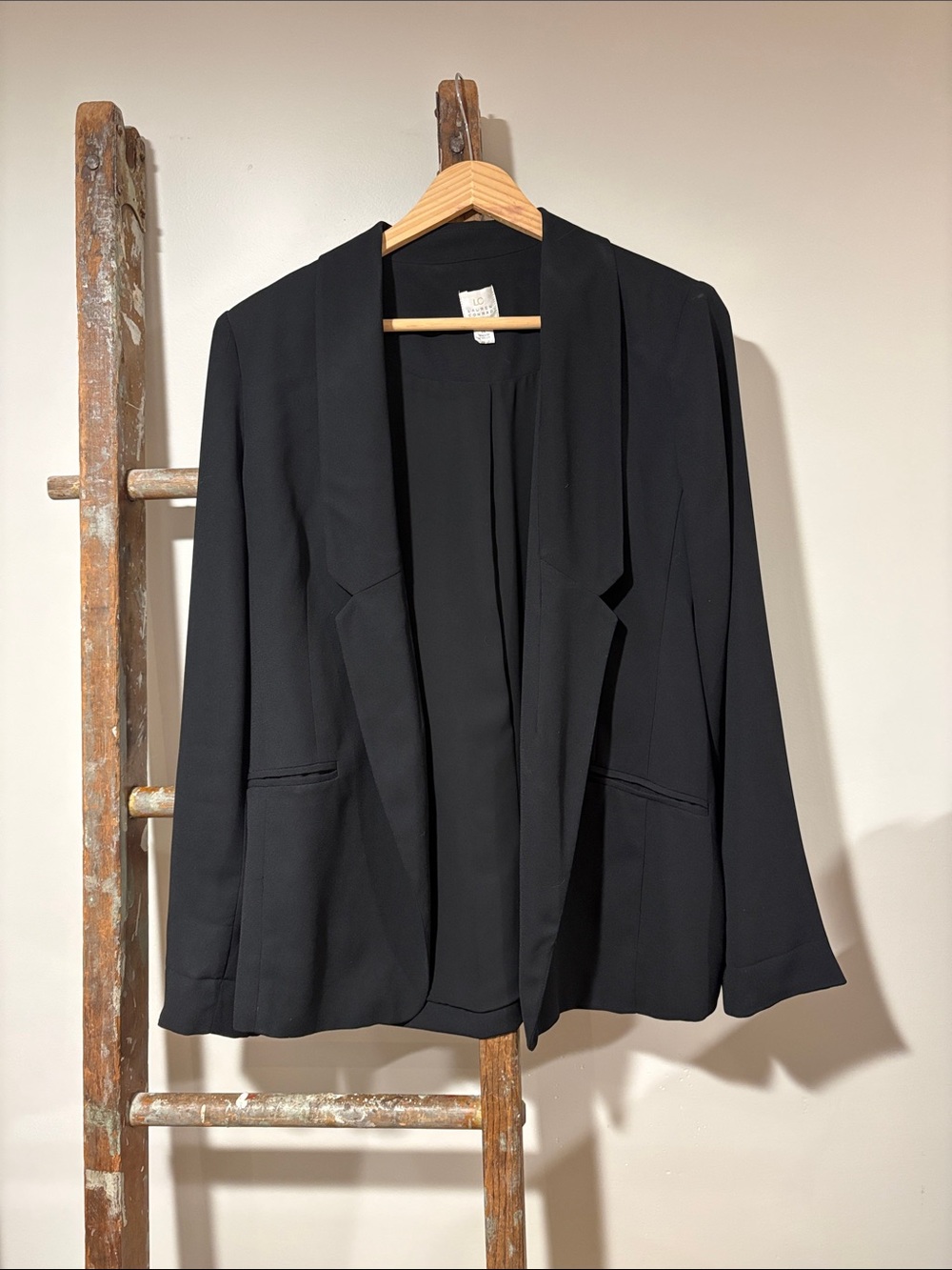 LC Lauren Conrad Black Open-Front Draped Blazer